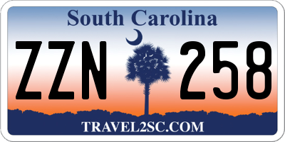SC license plate ZZN258