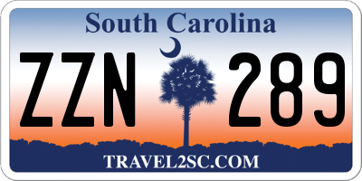 SC license plate ZZN289