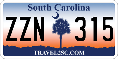 SC license plate ZZN315