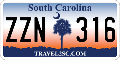SC license plate ZZN316