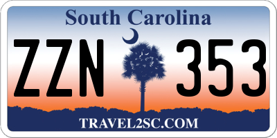 SC license plate ZZN353