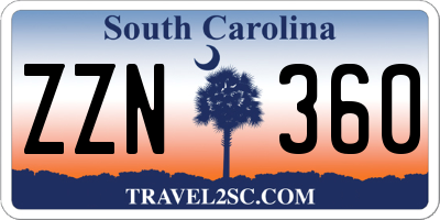 SC license plate ZZN360