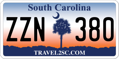 SC license plate ZZN380