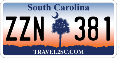 SC license plate ZZN381