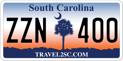 SC license plate ZZN400