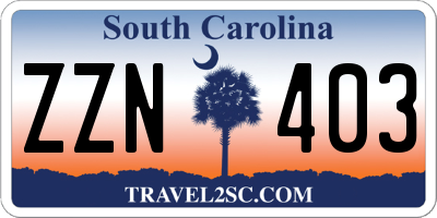 SC license plate ZZN403