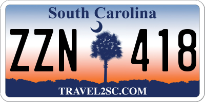SC license plate ZZN418