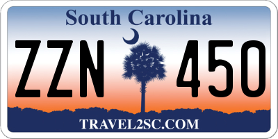 SC license plate ZZN450