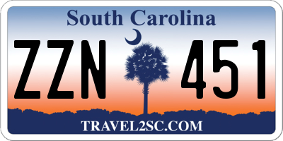 SC license plate ZZN451