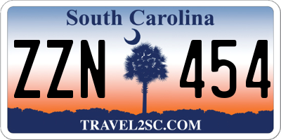 SC license plate ZZN454