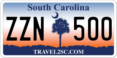 SC license plate ZZN500