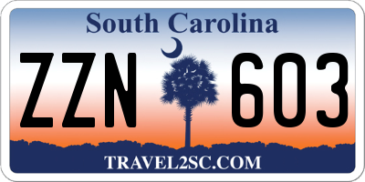 SC license plate ZZN603