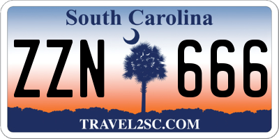 SC license plate ZZN666