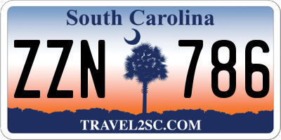 SC license plate ZZN786