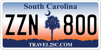 SC license plate ZZN800
