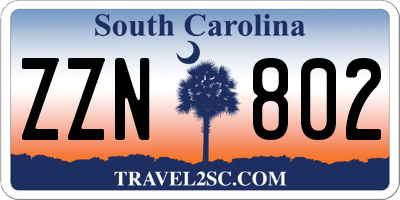 SC license plate ZZN802