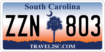 SC license plate ZZN803