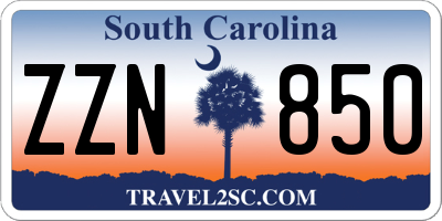 SC license plate ZZN850