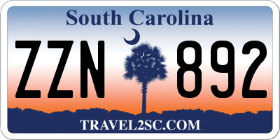 SC license plate ZZN892