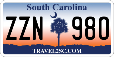 SC license plate ZZN980