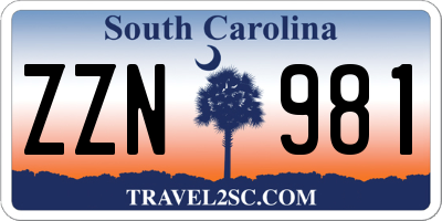 SC license plate ZZN981