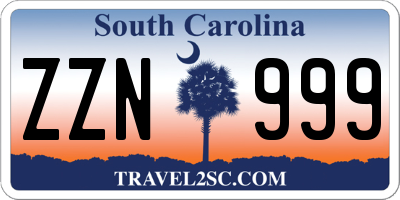 SC license plate ZZN999