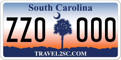 SC license plate ZZO000