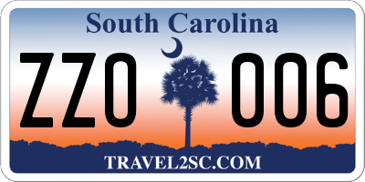 SC license plate ZZO006