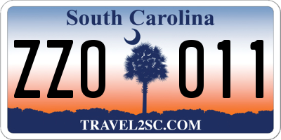 SC license plate ZZO011