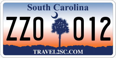 SC license plate ZZO012