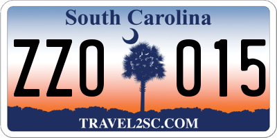 SC license plate ZZO015