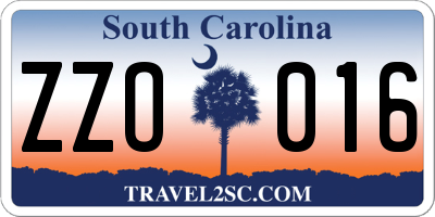 SC license plate ZZO016