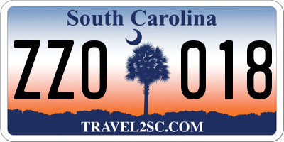 SC license plate ZZO018