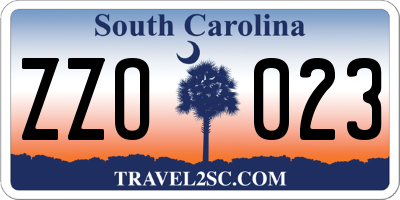 SC license plate ZZO023