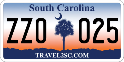 SC license plate ZZO025