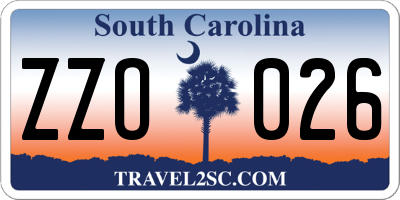 SC license plate ZZO026