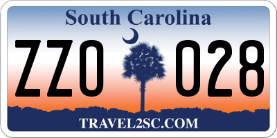 SC license plate ZZO028