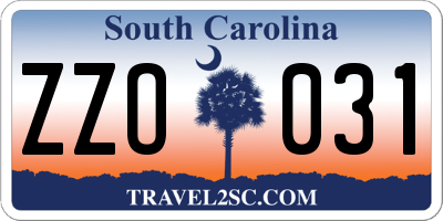 SC license plate ZZO031