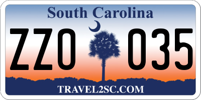 SC license plate ZZO035