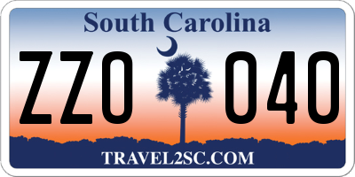 SC license plate ZZO040