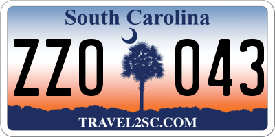 SC license plate ZZO043