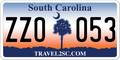 SC license plate ZZO053