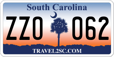SC license plate ZZO062