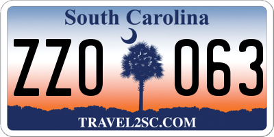 SC license plate ZZO063