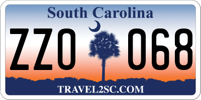 SC license plate ZZO068