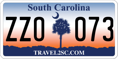 SC license plate ZZO073