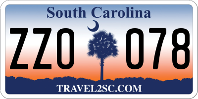 SC license plate ZZO078
