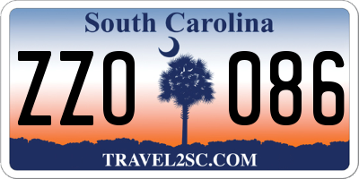SC license plate ZZO086