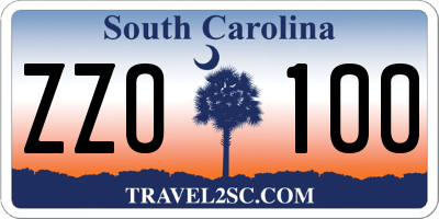 SC license plate ZZO100