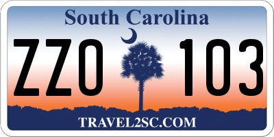 SC license plate ZZO103